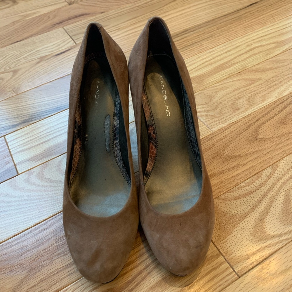 Beige Snake Print Bandolino Heels